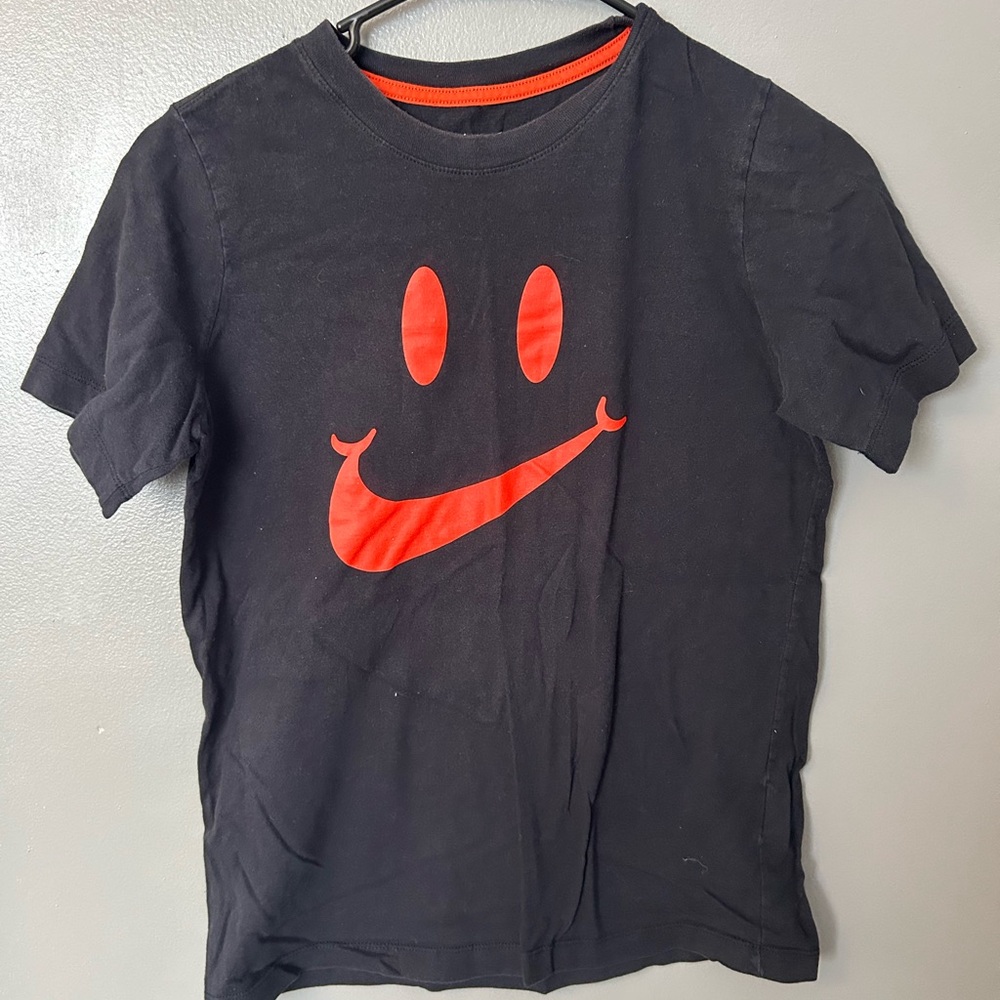 Black Kids T-Shirt with Red Smile Design